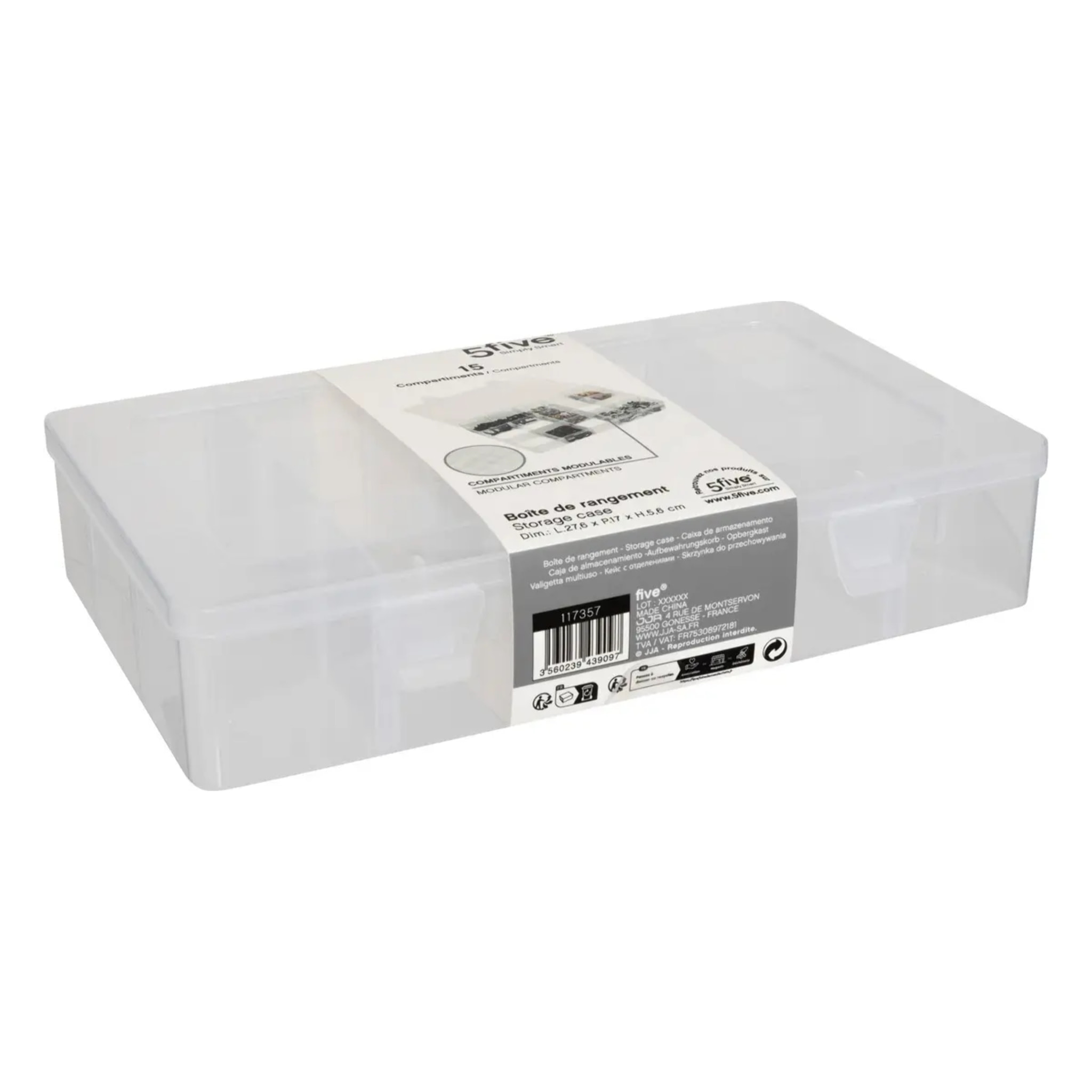 Boîte en plastique compartimentée grand format
