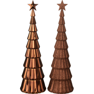 J-Line décoration Sapin de Noël + Étoile - plastique - brun - 2 pièces