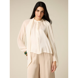 Oltre - Camisa de viscosa con lazo - Blanco