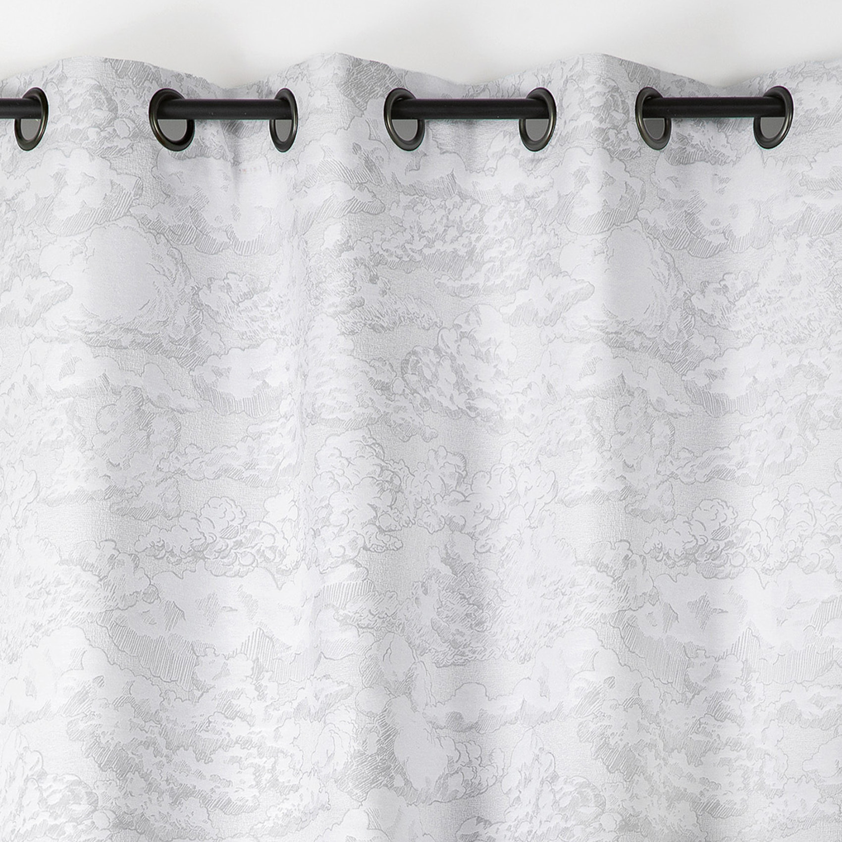Rideau jacquard motif nuage à oeillets - Gris