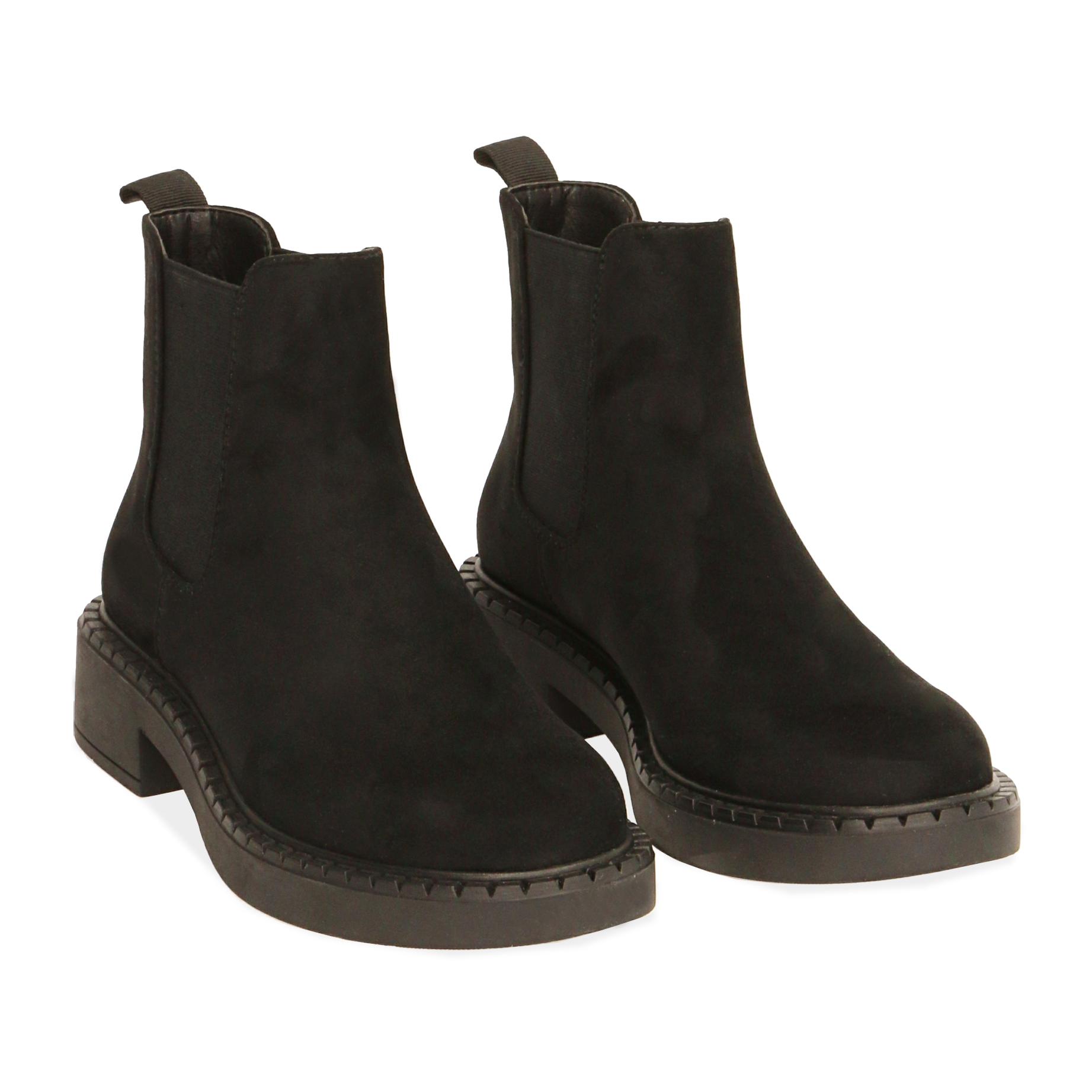 Chelsea boots neri in microfibra, tacco 4,5 cm