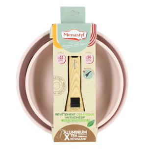 Lot de 2 poêles rose revêtement céramique - Tous feux COLORAMA