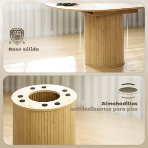 Mesa de Comedor Extensible Redonda, 110-150 cm, Mesa de Cocina Extensible, para 6-8 Personas, con Base Estriada Ancha, para Salón, 110-150x110x75 cm, Madera Natural