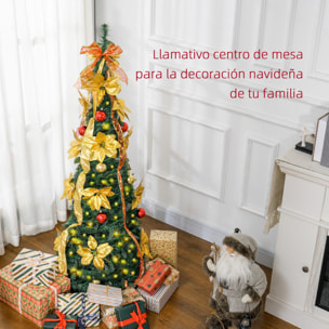 Árbol de Navidad 150 cm Árbol de Navidad Artificial Plegable con Luces LED y Adornos Pre-instalados Árbol Navideño para Interior Verde