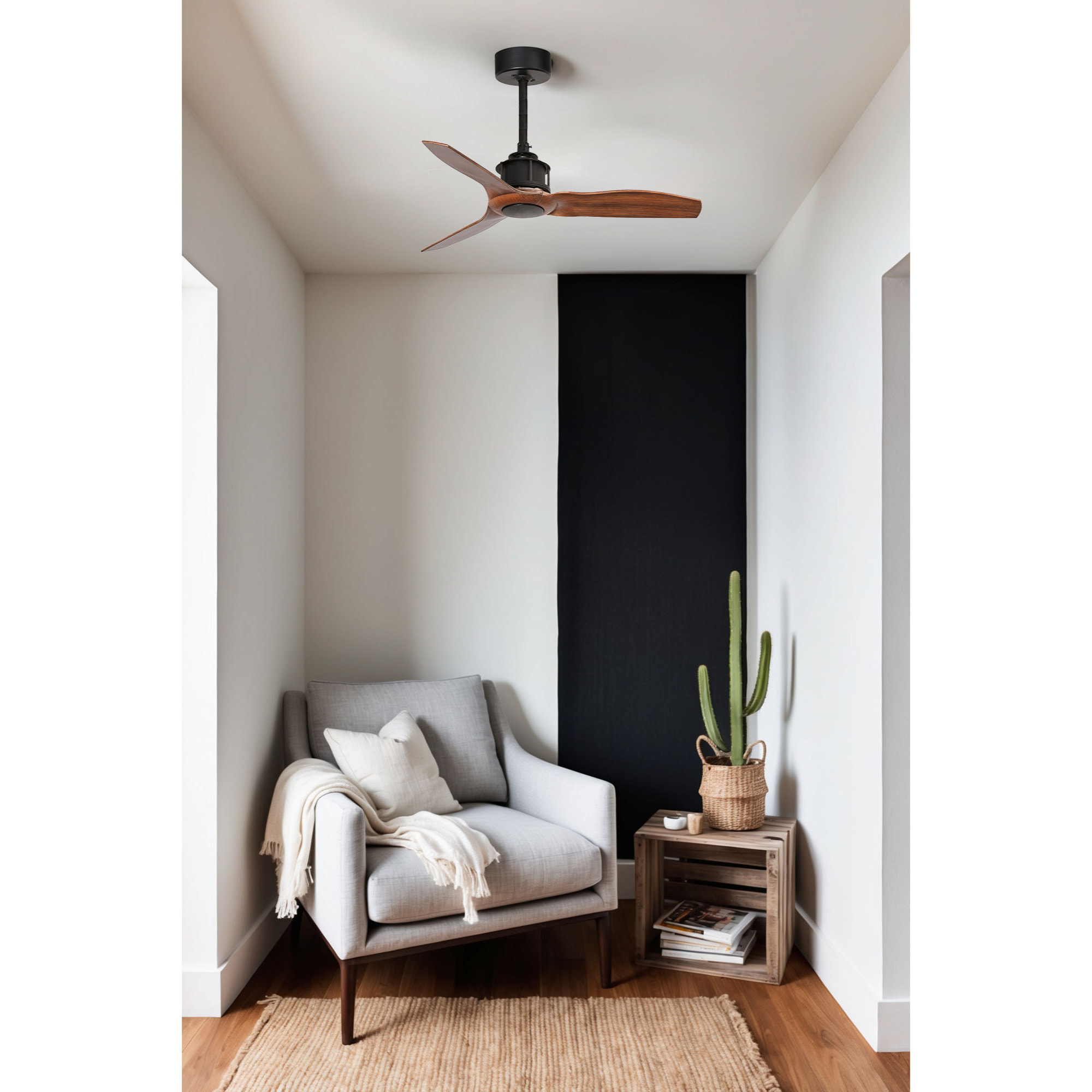 JUST FAN S Ventilatore a soffitto nero/noce