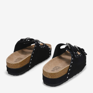 Sandalias de plataforma negras con dos correas