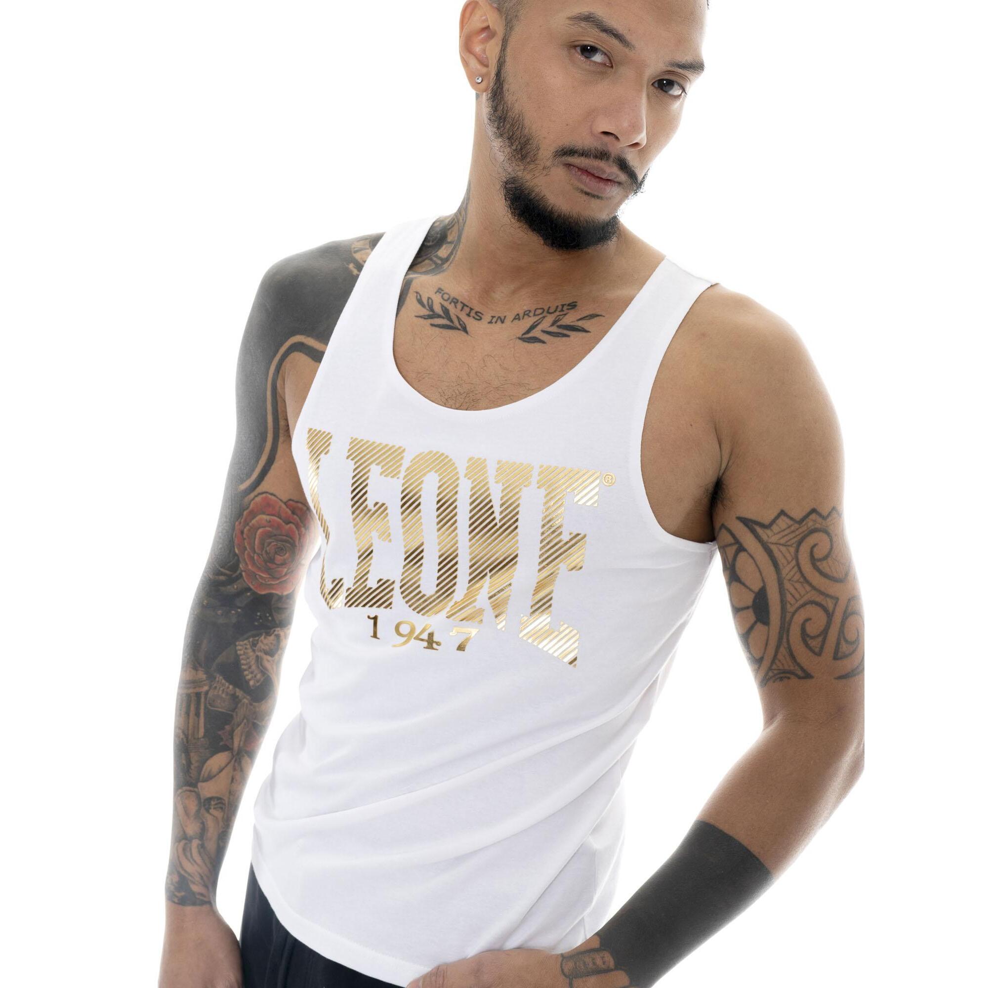 Canotta da uomo in cotone elasticizzato Leone Stripe Gold