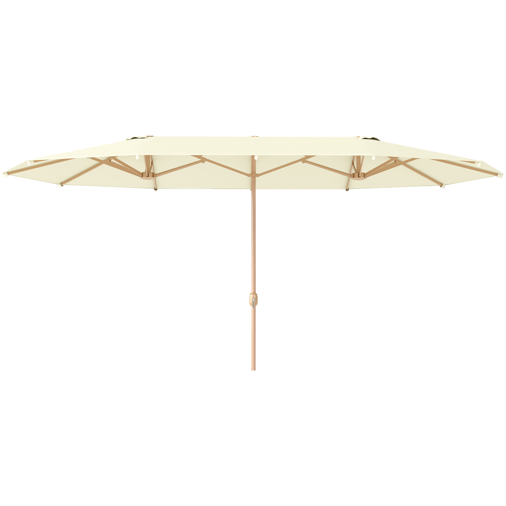 Sombrilla Doble 4,55x2,65 m Sombrilla Terraza Exterior con Manivela Manual Resistente al Agua y Protección Solar Sombrilla Grande para Terraza Playa Piscina Beige