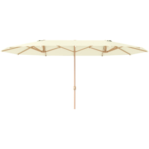 Sombrilla Doble 4,55x2,65 m Sombrilla Terraza Exterior con Manivela Manual Resistente al Agua y Protección Solar Sombrilla Grande para Terraza Playa Piscina Beige