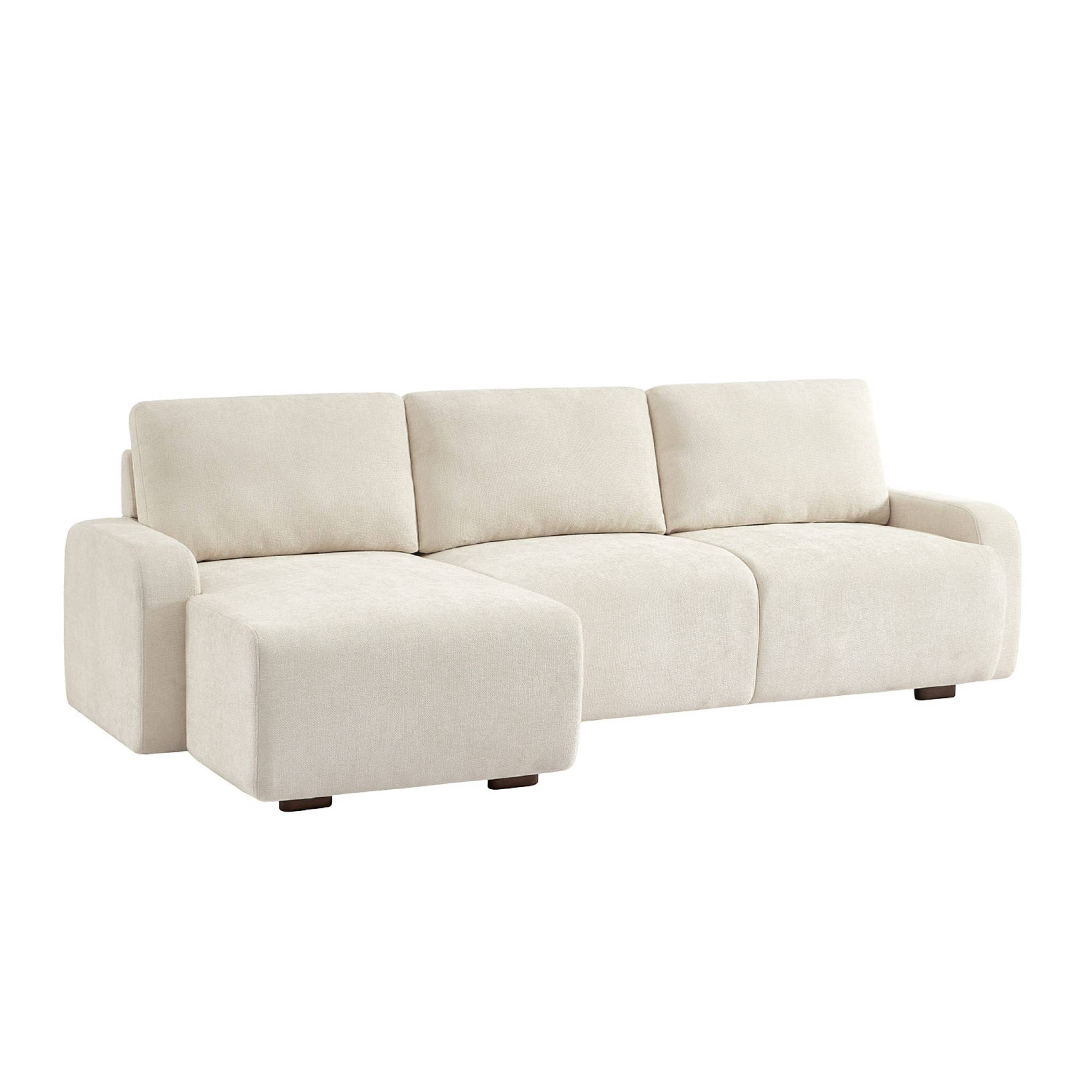 Canapé d'angle gauche 3 places tissu blanc cassé L 260 x P 88 / 139cm / x H 87cm - Dany