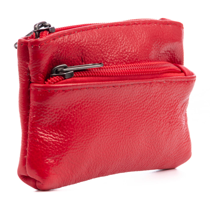 Atrani portafoglio con doppio scomparto in pelle Dollaro. Portachiavi interno.