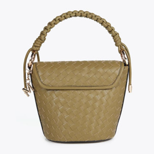 Borsa a tracolla intrecciata effetto pelle