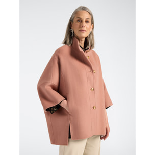 Elena Mirò - Cappa in double con collo alto - Rosa