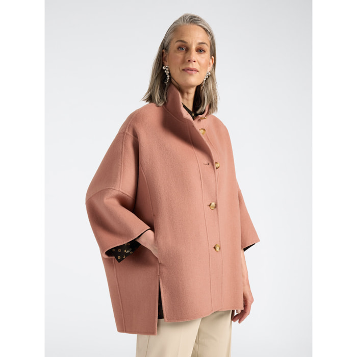 Elena Mirò - Cappa in double con collo alto - Rosa