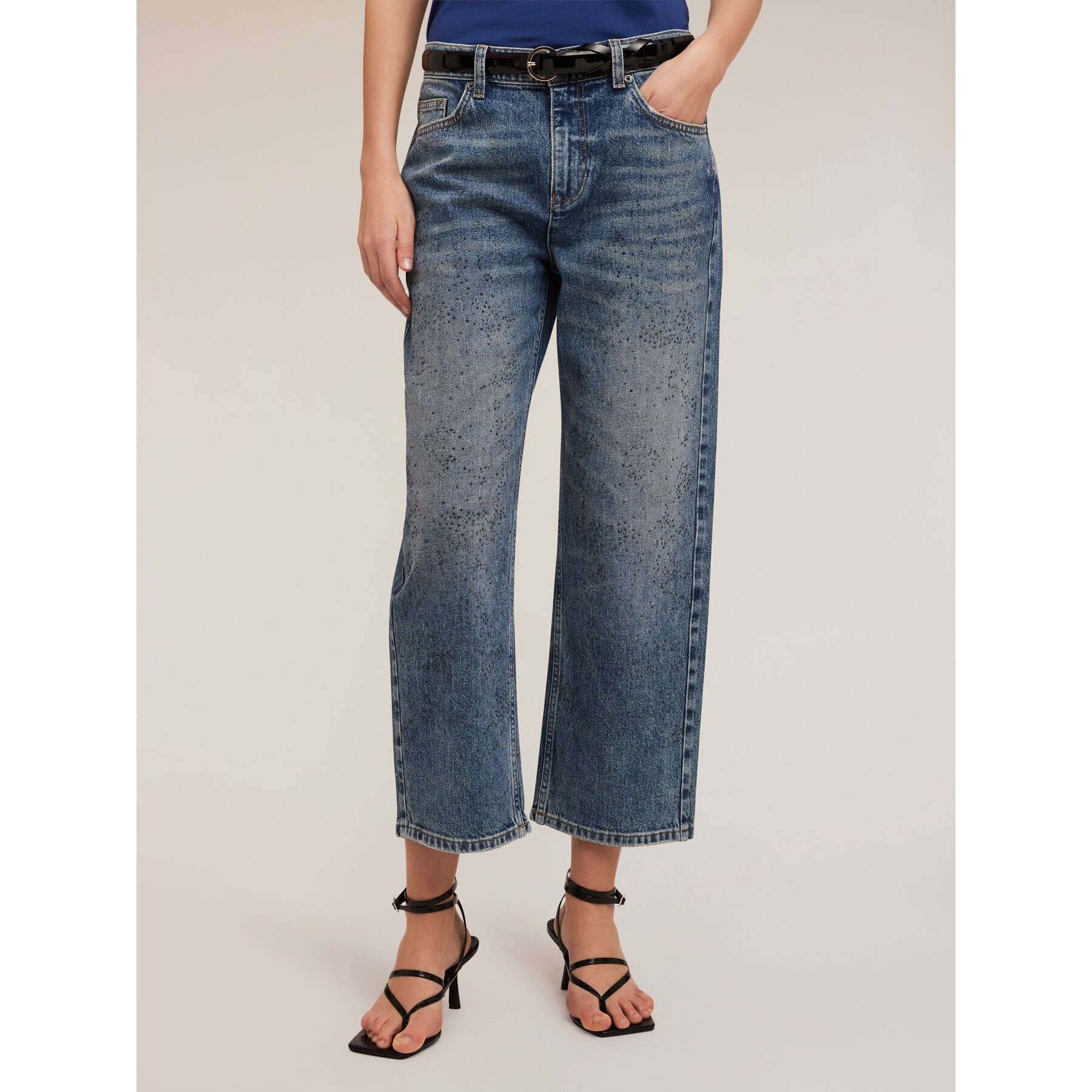 Motivi - Vaqueros wide leg con pedrería - Azul