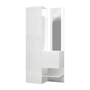 Mobile da ingresso Dcristant, Armadietto multifunzione a 2 ante, Mobile multiuso con specchio, 90x35h190 cm, Bianco