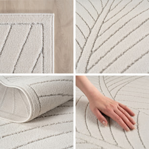 NOVA - Tapis intérieur/extérieur crème à motif feuilles