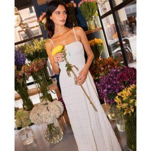 Vestido largo de tirantes con textura