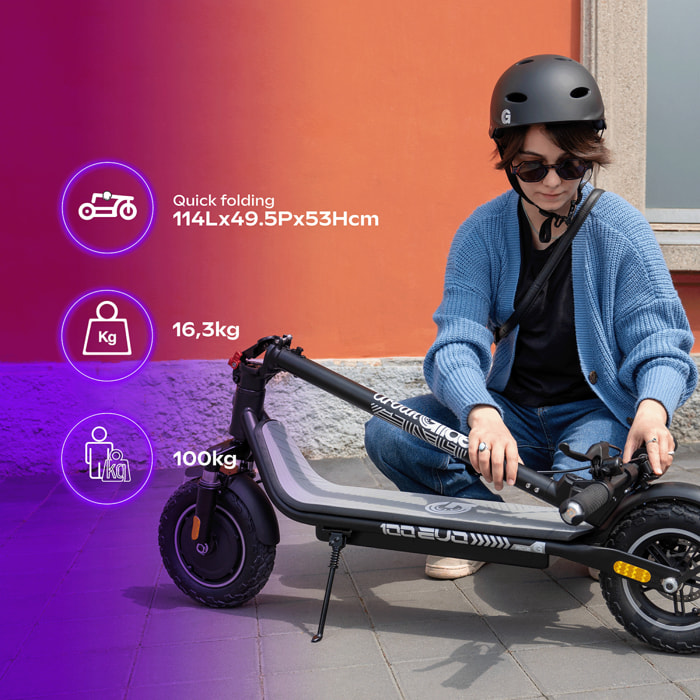 100 EVO – Trottinette Électrique Adulte UrbanGlide – Pneu Cross 10" Gonflable – Batterie 25.2V – Autonomie Jusqu'a 25 km – Poids 16Kg