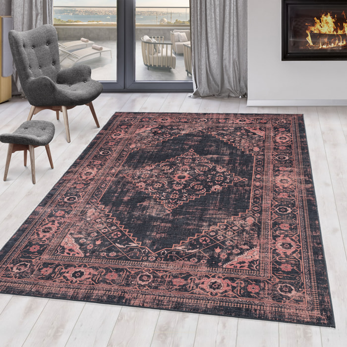 FIESTA - Tapis oriental effet vieilli rouge