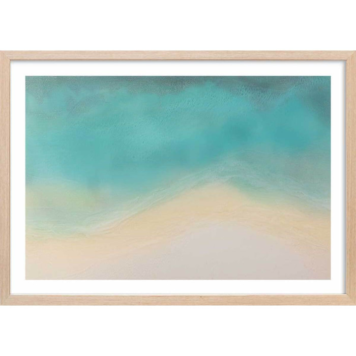 Poster abstrait seaside Affiche + cadre en bois - Chêne