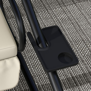 Balancín de Jardín Exterior de 3 Plazas Columpio de Jardín Exterior Convertible en Cama con Toldo Ajustable Soportes Laterales y 2 Almohadas Carga 340 kg 200x120x164 cm Crema