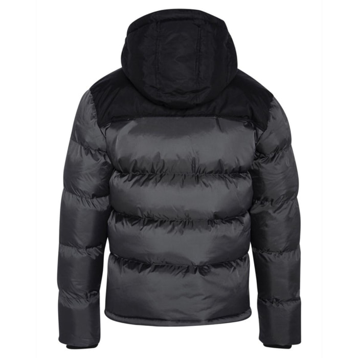 UTAH2 PADDED HOODED JACKET WITH YOKES & SCHOTT NYC CHEST EMBROIDERY BODY = 100% NYLON / YOKES = 60% COTTON 40% NYLON Grigio