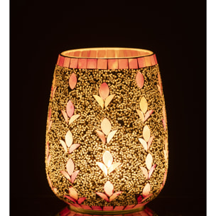 J-Line Chandelier - verre - blanc cassé/fuchsia - large