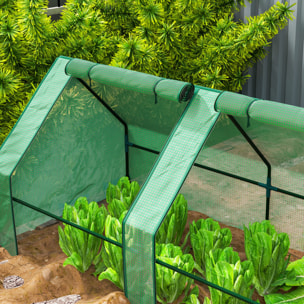 Mini Serre tunnel de Jardin - 4 fenêtres avec Zip enroulables - Acier PE 140 g/m² Anti-UV - 360x90x90cm - Vert
