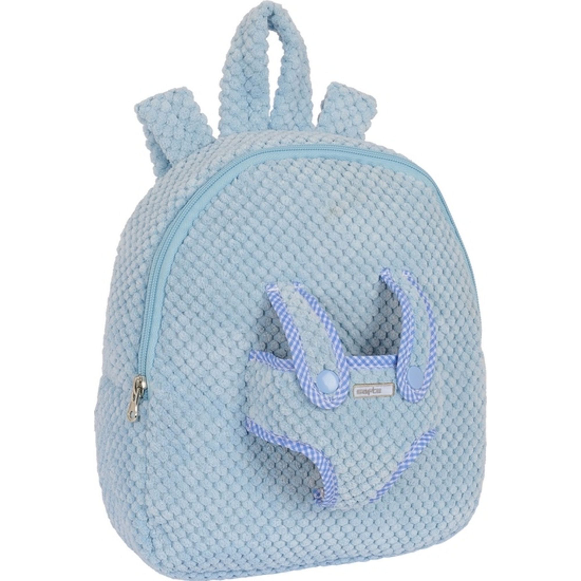 Mochila preescolar con osito safta azul pastel