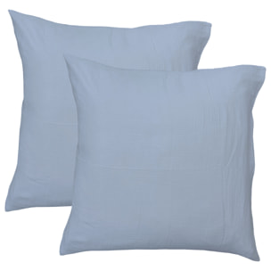 Set de 2 taies d'oreiller unies en coton, GAZE DE COTON