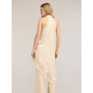 Motivi - Vestito asimmetrico in raso con drappeggio - Beige