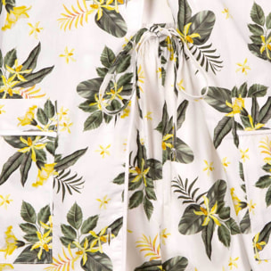 PIGIAMA LADY LAW cotone bianco fiori gialli e verdi