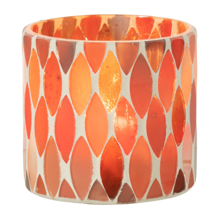 J-Line Photophore Mosaic Feuille Verre Rouge/Orange Small