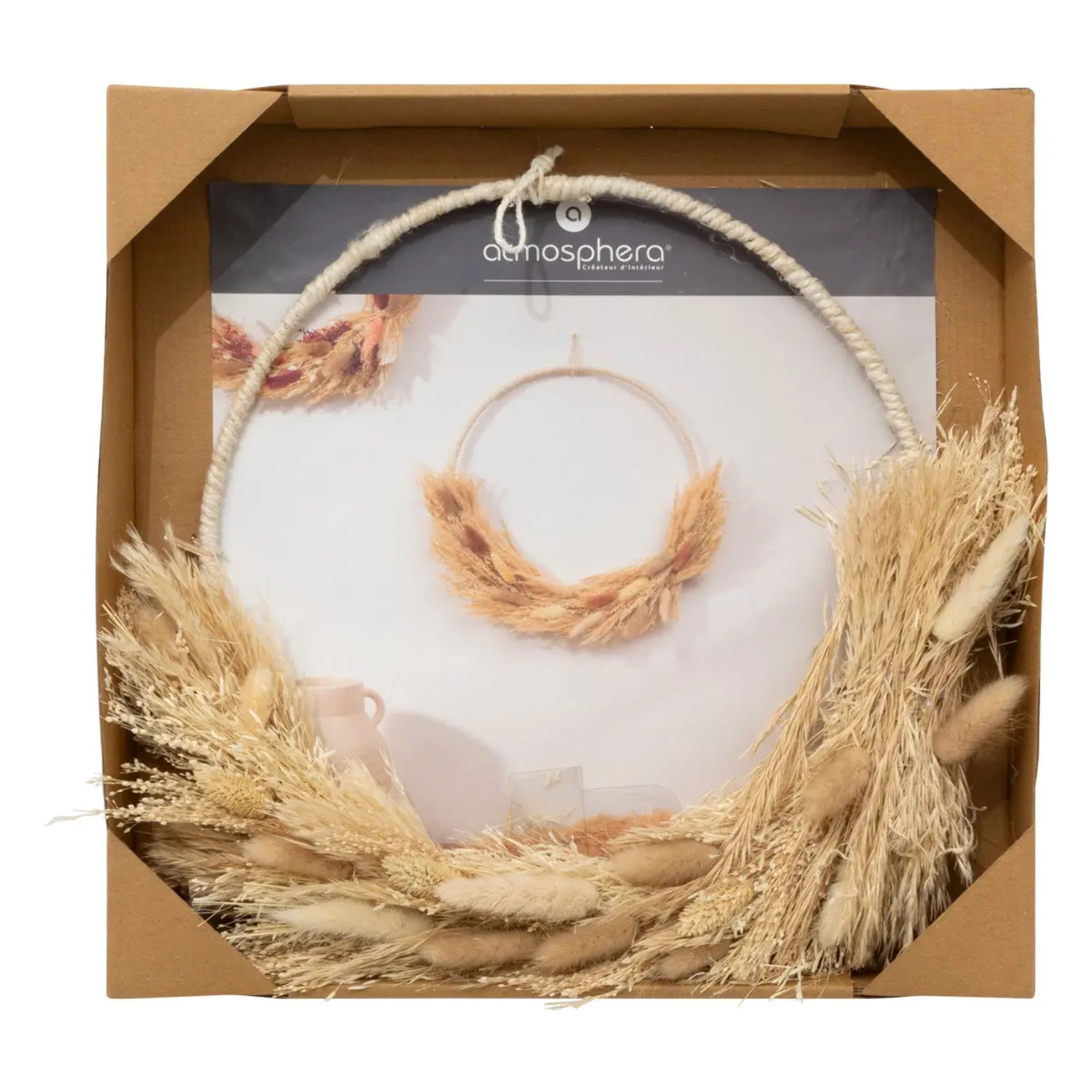 Couronne fleurs naturelles Sieste à Lourmarin D.34cm blanc