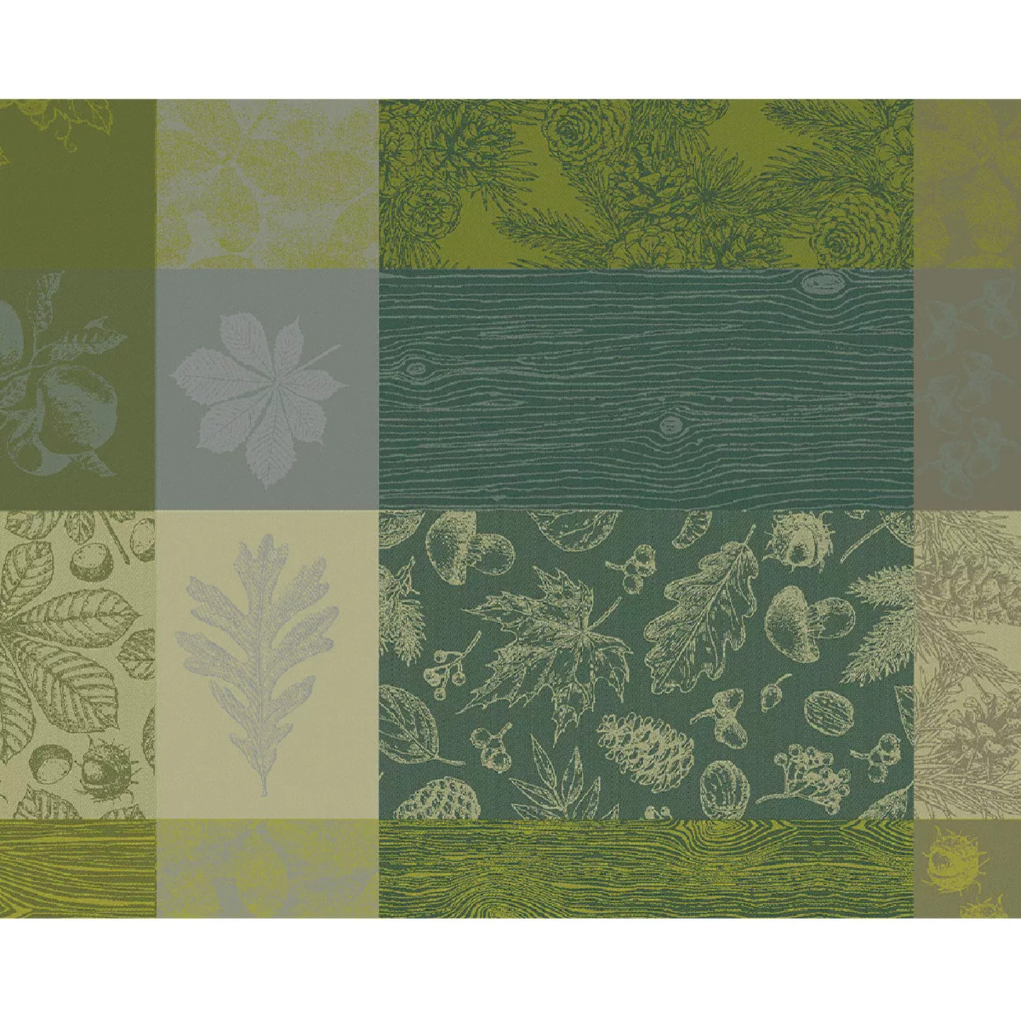 Set pur coton enduit motif jacquard Mille bois d'automne mousse