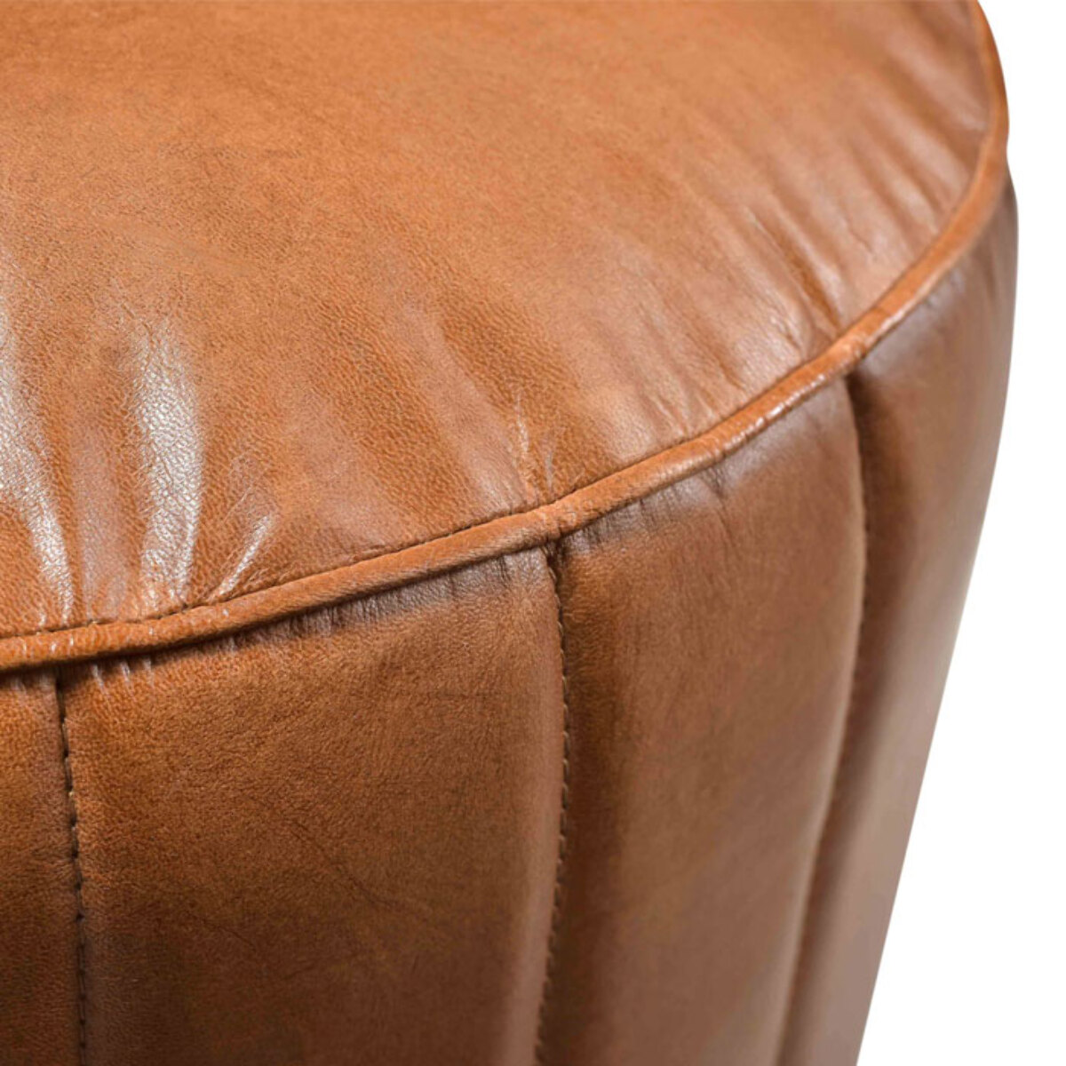 Pouf rond en cuir marron D42 cm - Bally