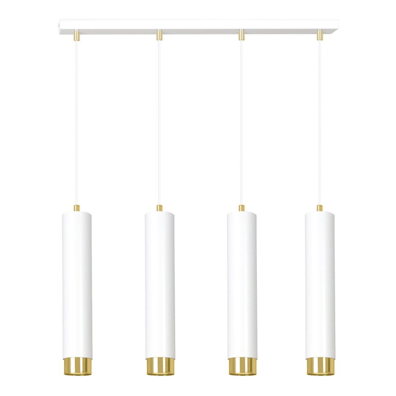 Lampada a sospensione Kibo in acciaio bianco e oro