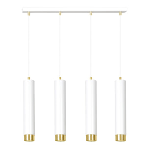 Lampada a sospensione Kibo in acciaio bianco e oro
