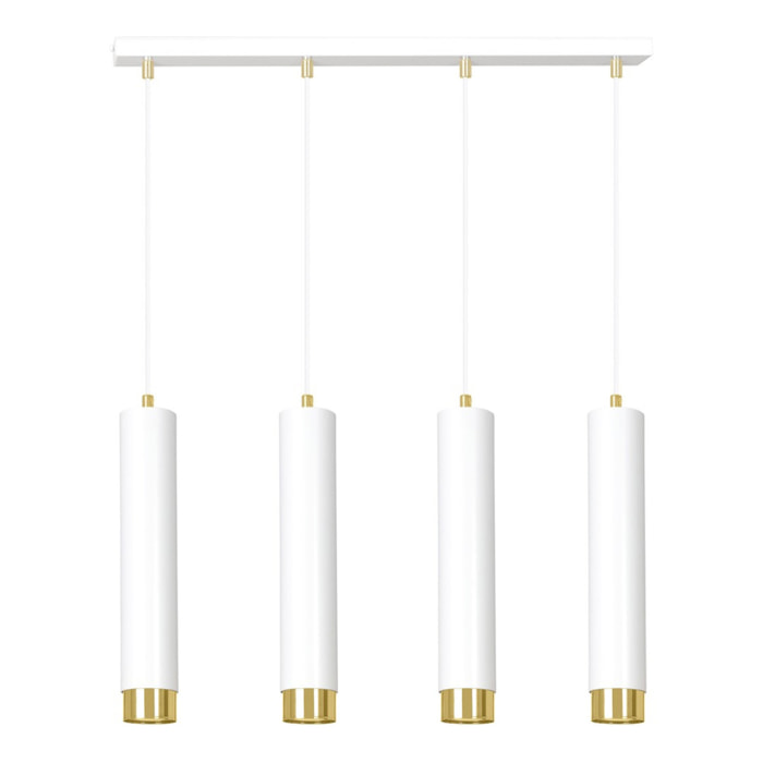Lampada a sospensione Kibo in acciaio bianco e oro