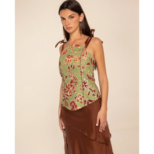 Top de tirantes estilo corpiño de algodón de mujer