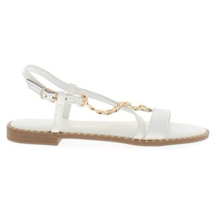Marina Galanti Scarpe Donna Sandals Ballet Flat with Gold Chain Decoration MG 1P170 White