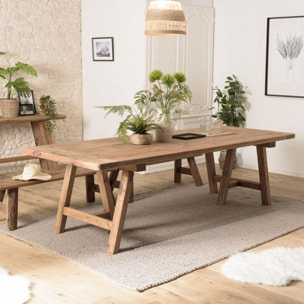 ANDRIAN - Table à manger rectangulaire 270x100cm bois Pin recyclé