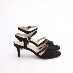 SANDALO DOPPIA FASCIA CON TACCO CHOCOLA' NERO