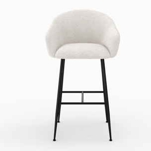 Chaise de bar en tissu blanc chiné 76 cm - Socky