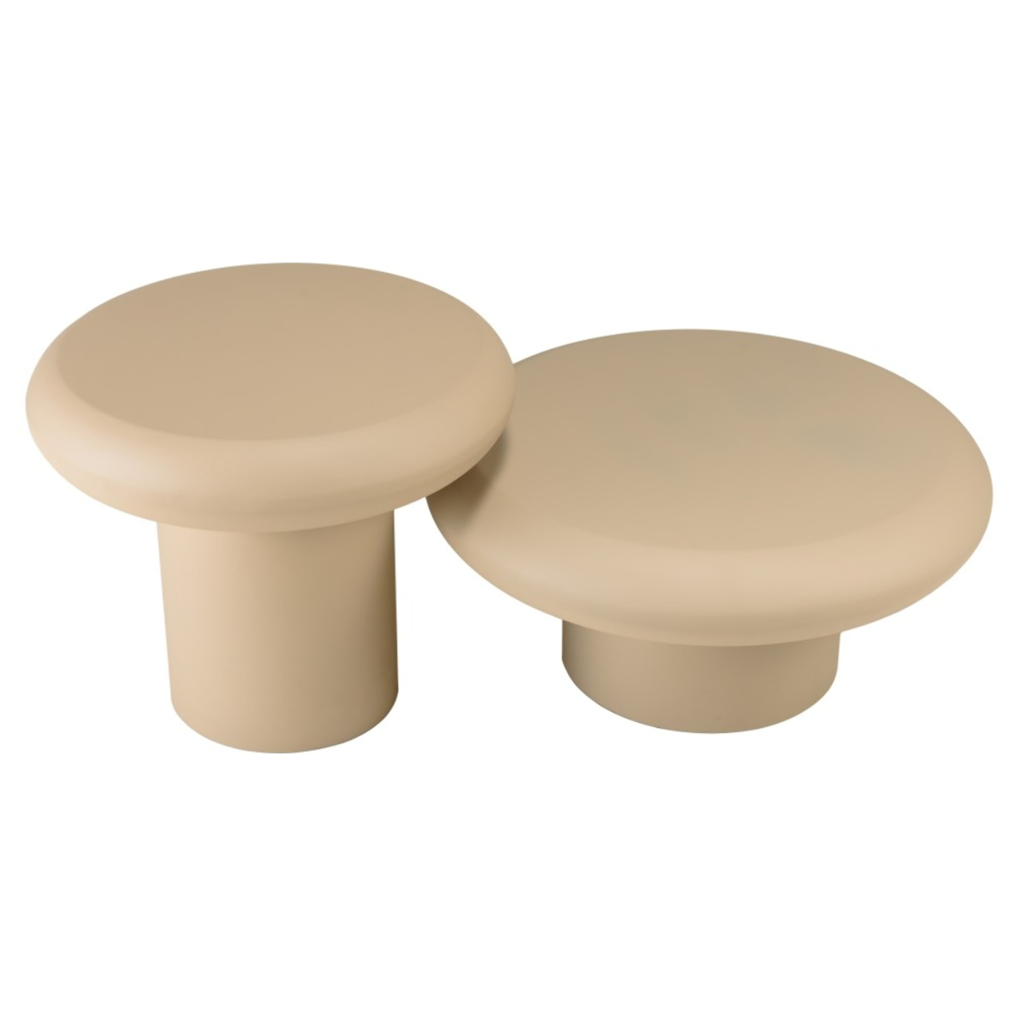 HORTENSE - Set de 2 tables basses forme champignon en fer beige mat