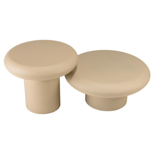 HORTENSE - Set de 2 tables basses forme champignon en fer beige mat