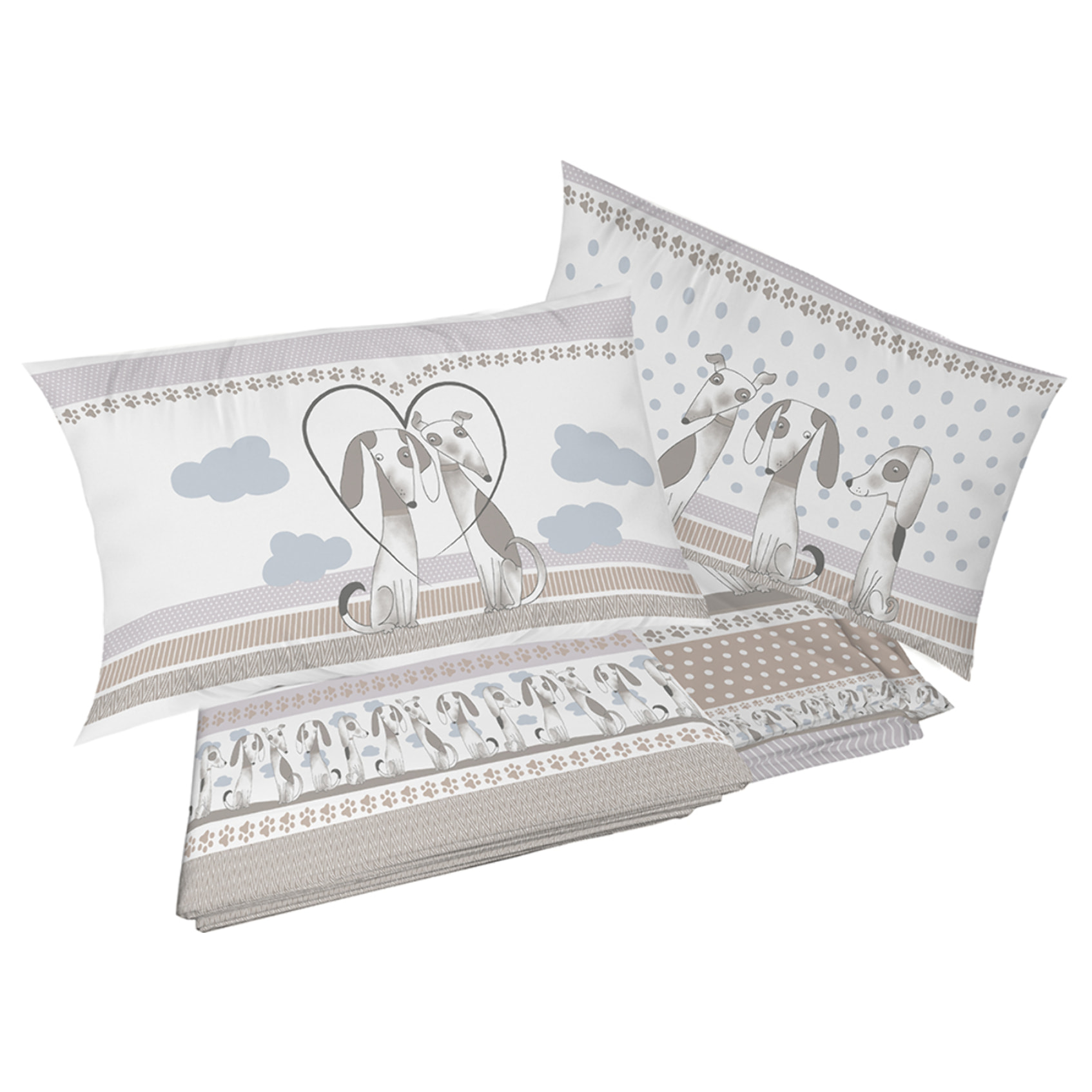 Completo letto baubau beige 100% cotone