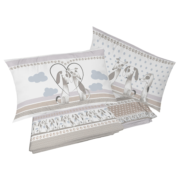 Completo letto baubau beige 100% cotone
