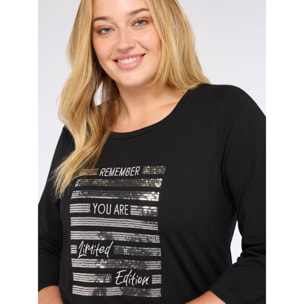 Fiorella Rubino - T-shirt con scritta motivazionale glitterata - Nero